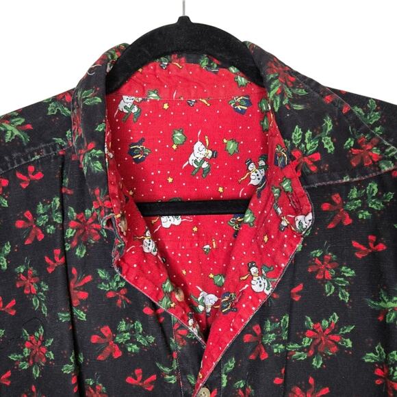 Bin Blaes Christmas Reversible Button Down Shirt Size 2X 0071 - Picture 5 of 9